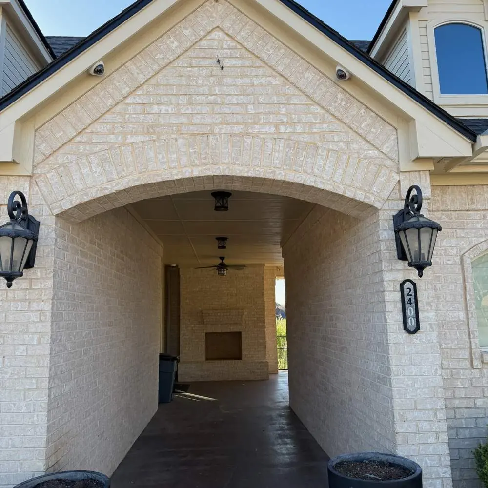Brick front entryway cleaned and brightened